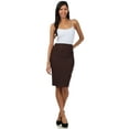 thumbnail image 3 of Petite High Waist Stretch Pencil Skirt with Shirred Waist Detail - Brown - Medium, 3 of 4