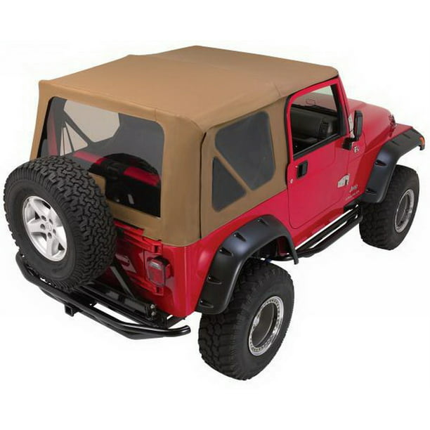 Rampage Products 68817 Complete Soft Top Kit with Frame & Hardware for 1997-2006  Jeep Wrangler TJ, with Full Steel Doors (no soft upper doors), Spice Denim  w/Tinted Windows 
