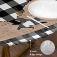 thumbnail image 3 of Chicken Hen Round Tablecloth, Fitted Table Cover with Elastic for 55"-60" Round Tables, Rooster Animals Farmhouse Plaid Brown Wooden Grain Table Cloth Outdoor Dinning Party Waterproof Tablecloths, 3 of 7
