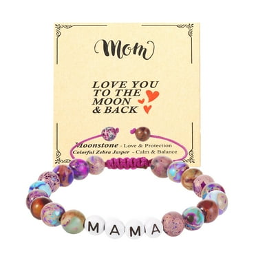 Mothers Day Gifts from Daughter Son Birthday Gifts for Mom Great Presents Natural Stone Beaded Bracelet Mama Personalized Gifts for Womens Jewelry Gifts