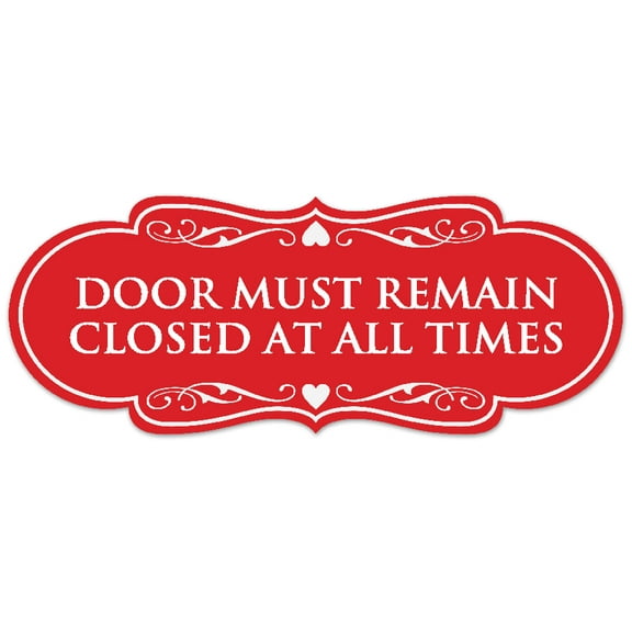 Signs ByLITA Designer Door Must Remain Closed at All Times Sign - Easy Installation | Durable Wall or Door Sign (Red) - Large