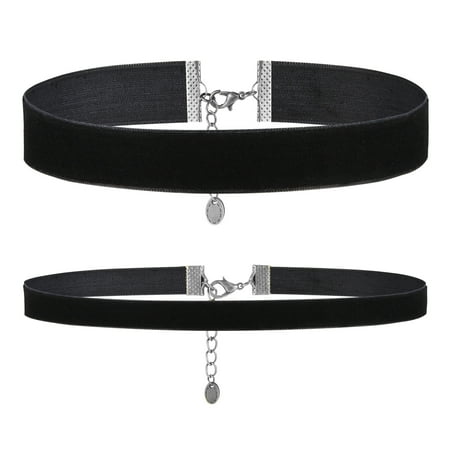 Patent Choker - BodyJ4You Choker Necklace Black Velvet Ribbon Gothic Collar Girls 2 Pieces