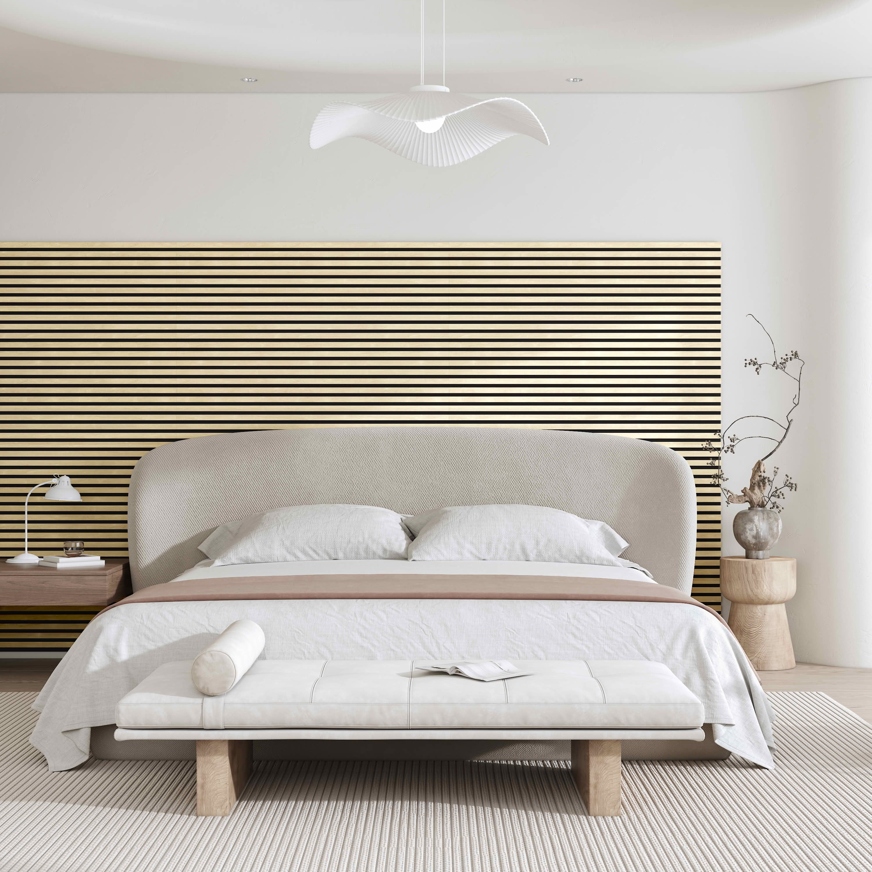 MAYEERTY Natural Wood Veneer MDF Sound Absorbing Panel for Wall Decor, 47x24x1 Inch, 2 Pack