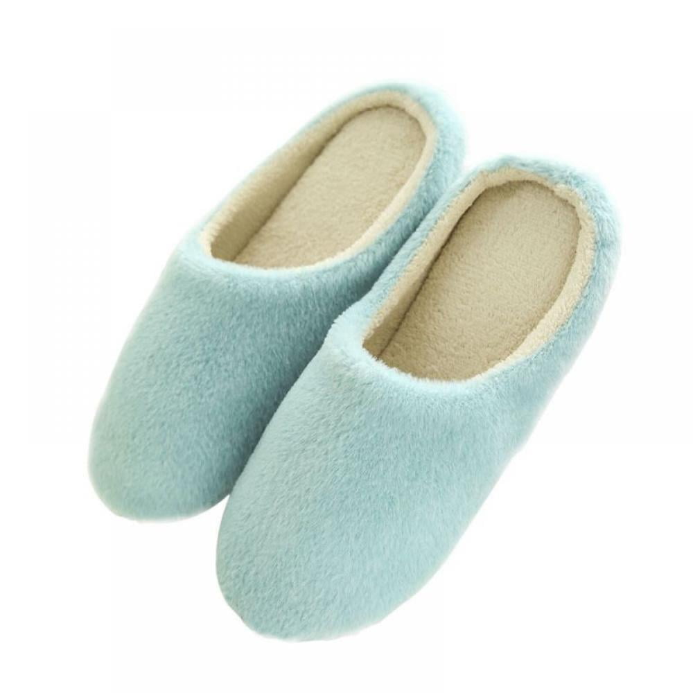 WOMENS LADIES FUR LINED SLIP ON WINTER WARM SLIPPERS SHOES SIZE NEW HARD SOLE 