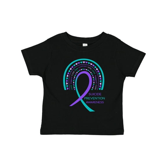Inktastic Suicide Prevention Awareness Rainbow Ribbon with Hearts Boys or Girls Toddler T-Shirt