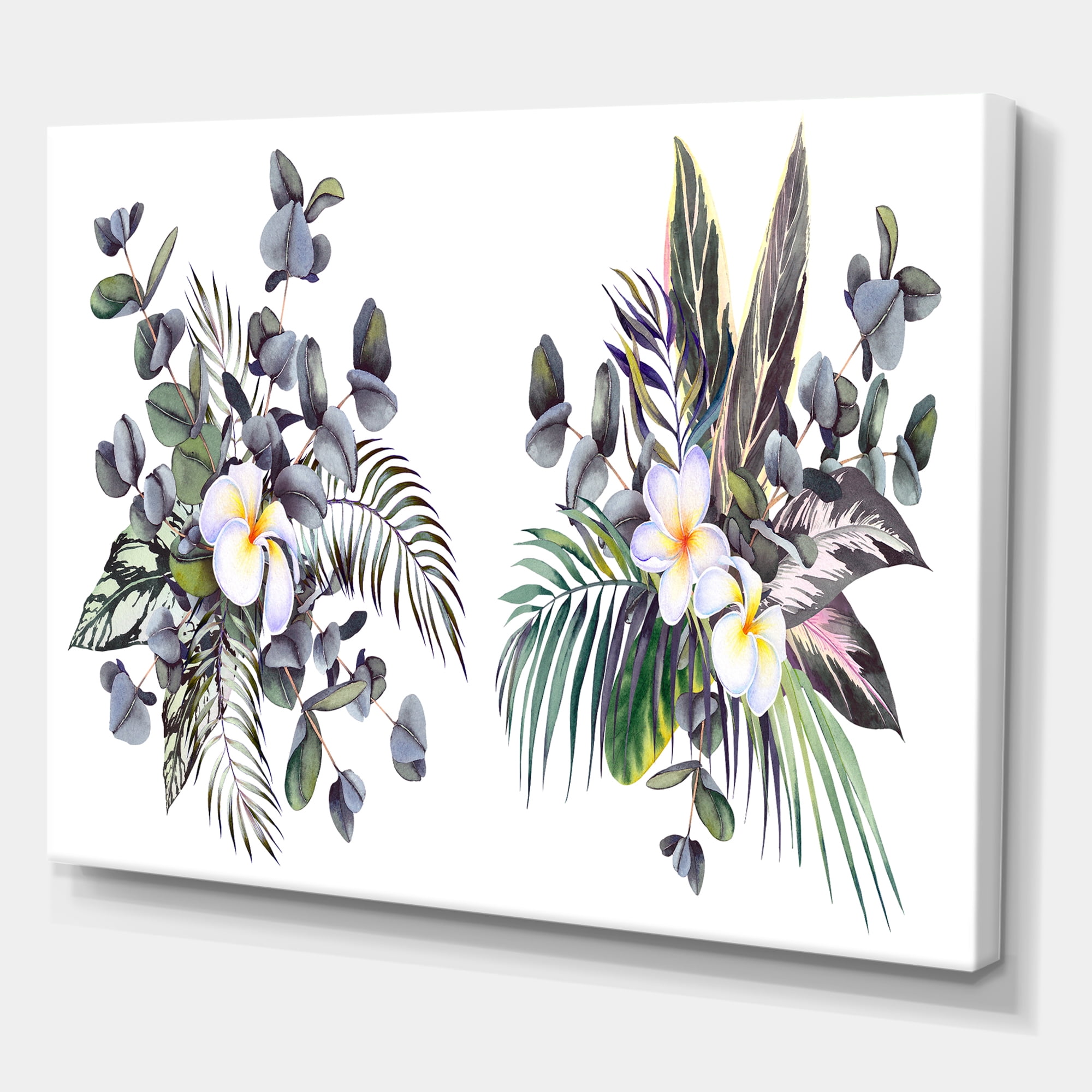 Designart ' Plumeria Frangipani Flowers With Tropical Bouquets ' Traditional Canvas Wall Art Print