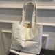 thumbnail image 4 of Bolso Con Asa Superior Bolso acolchado de algodón PU para mujer Bolso con asa superior de color sólido con entramado (blanco), 4 of 8