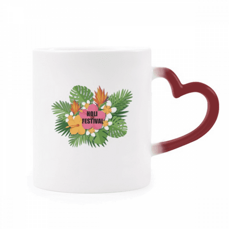 

Flowers Tropical Colored Holi Heat Sensitive Mug Red Color Changing Stoneware Cup
