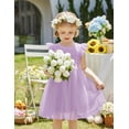 thumbnail image 3 of Oudiya Toddler Girls Lace Tutu Dress 3 Layer Tulle Ruffle Sleeve Summer Flower Girl Wedding Birthday Dress, 3 of 7