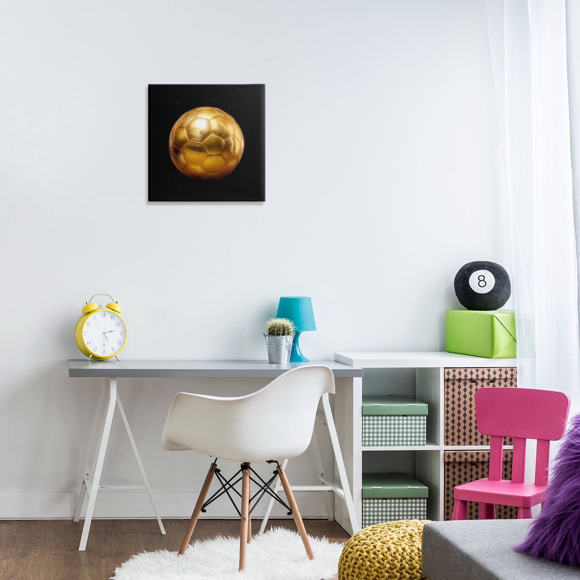 Stupell Industries Gold Designer Soccer Ball Sports Painting Wrapped Canvas Art Print Wall Art, 17 x 17