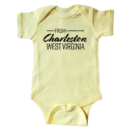 

Inktastic From Charleston West Virginia in Black Distressed Text Gift Baby Boy or Baby Girl Bodysuit