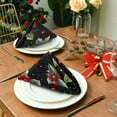 thumbnail image 3 of 1 Pack 20'' x20" Satin Table Napkins Dinner Napkins for wedding Party Decoration events Red Holly Berries Pattern, 3 of 6