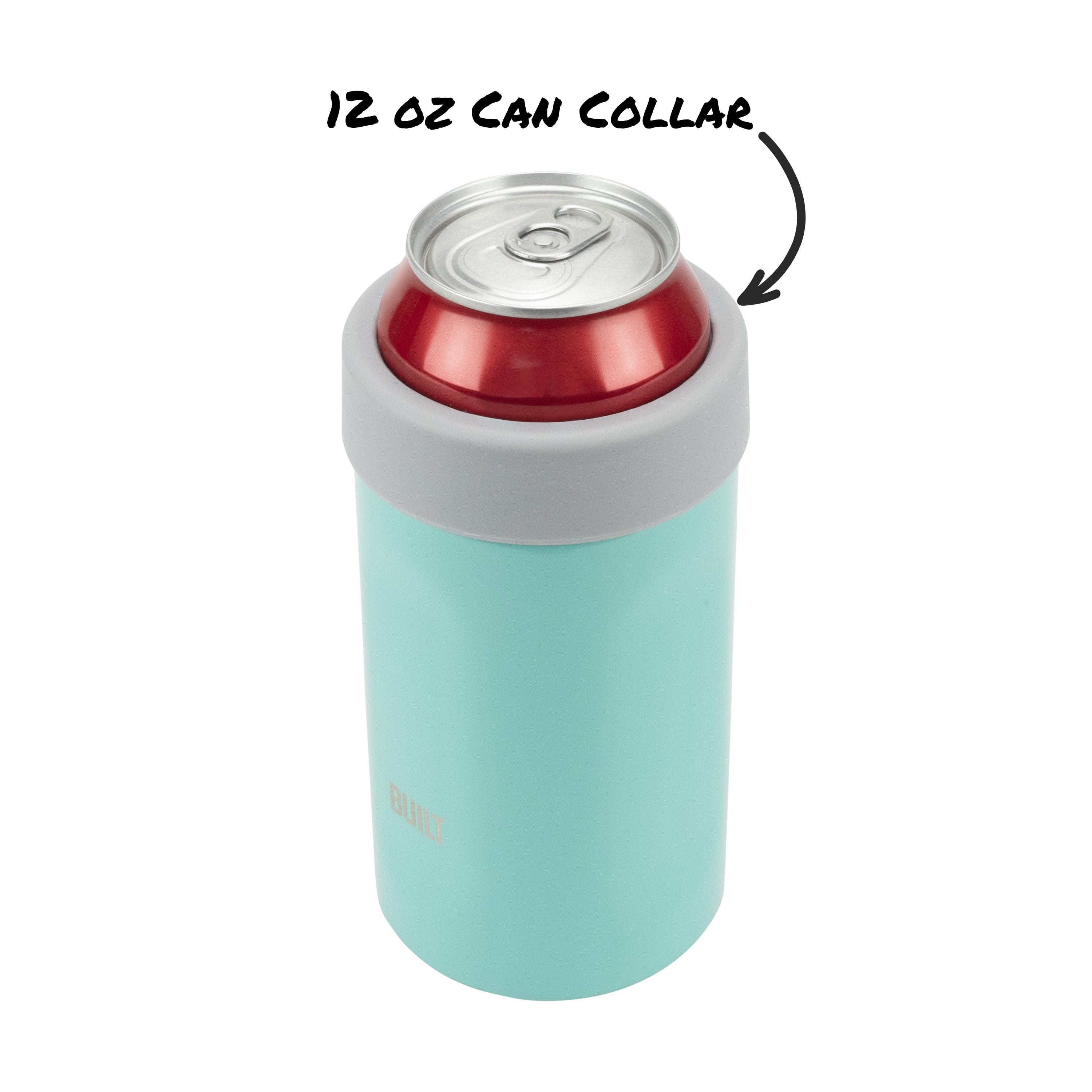 BUILT 5-in-1 14 oz Insulated Stainless Steel Can Cooler and Drink Sleeve Set, Cockatoo