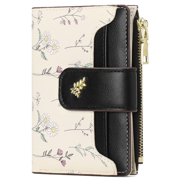 GAEKEAO Small Wallet for Women Slim Bifold Leather Credit Card Holder Purse Zipper Pocket Coin Wallets with ID Window