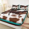 thumbnail image 3 of Homewish Rustic Western Cowboy Twin Sheet Sets,Farmhouse Horse Cowhide Twin Fitted Sheet,Brown Cyan Flat Sheet For Boys Kids,Breathable Home Decor,3-Piece, 3 of 7