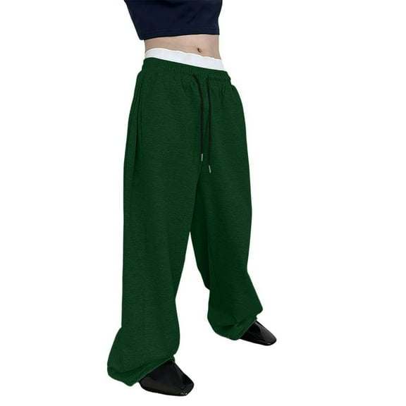 Vamuko Mens Wide Leg Sweatpants Baggy Joggers Loose Fleece Running Sweat Pants Casual Drawstring Lounge Big and Tall Trousers with Pockets Dark Green M