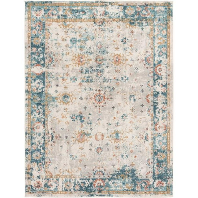 Central Oriental 4711.193.62EC 6 Pi 7 Po x 9 Pi 2 Po Polypropylène Thermodurcissable et Polyester Rétractable Rectangle Tapis&44; Gris & Bleu
