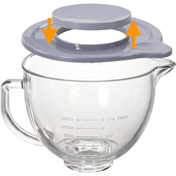5-Quart Glass Bowl Compatible with KitchenAid 4.5 and 5QT Tilt Stand Mixers, Glass Mixing Bowl with Lid, Dishwasher Safe with Spout and Handle