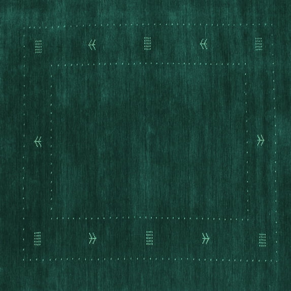 Ahgly Company Machine Washable Indoor Square Abstract Turquoise Blue Contemporary Area Rugs, 5' Square