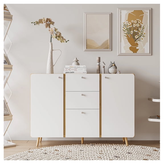 Sideboard Buffet Cabinet with 3 Drawers & 2 Doors,47.24"Buffet Cabinet with Adjustable Shelves for for Living Room Dining Room Hallway,Kitchen