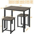 thumbnail image 3 of QRKD 3 Piece Dining Table Set - Kitchen Table & Chair Sets for 2 - Compact Table w/ 2 Stools & Space Saving Design for Dining Room Living Room Apartment Pub, Drift Brown, 3 of 18