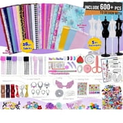 Wiher Fashion Designer Kit for Girls Creativity DIY Arts & Crafts Kit for Kids with Fashion Design Sketchbook, 5 Mannequins, Sewing Kit for Teen Girls Birthday and Christmas Gift Age 6-12