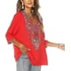 thumbnail image 5 of Women's Summer Boho Embroidery Mexican Bohemian Tops V Neck 3/4 Sleeve Causal Loose Shirt Blouse Tun, 5 of 5