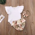 thumbnail image 3 of Babibeauty 3Pcs Newborn Infant Baby Girl Clothes Ruffle Romper Bodysuit Floral Shorts Summer Outfit, 3 of 7