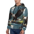 thumbnail image 3 of Kdxio Forest River Bald Eagle Print Mens Casual Hooded Collar Drawstring Hoodies Pullover Sweatshirts Casual Long Sleeve Shirts-Large, 3 of 7