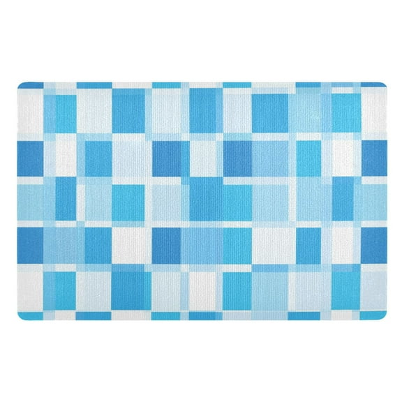 Blue Square Floor Door Mat Outdoor Indoor for Home Entrance Welcome Mats 32"x20"