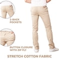 thumbnail image 4 of Mens Cotton Chino Pants Slim Fit Casual Stretch, 4 of 7