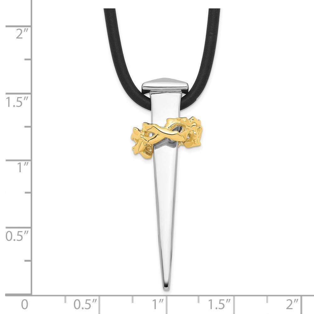 Sterling Silver & Gold Plated No Greater Love Nail 16in Necklace and Pendant