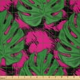 thumbnail image 2 of Ambesonne Tropical Fabric by the Yard Microfiber, Big and Detailed Leaves, 3 Yards, Hot Pink Fern Green, 2 of 2