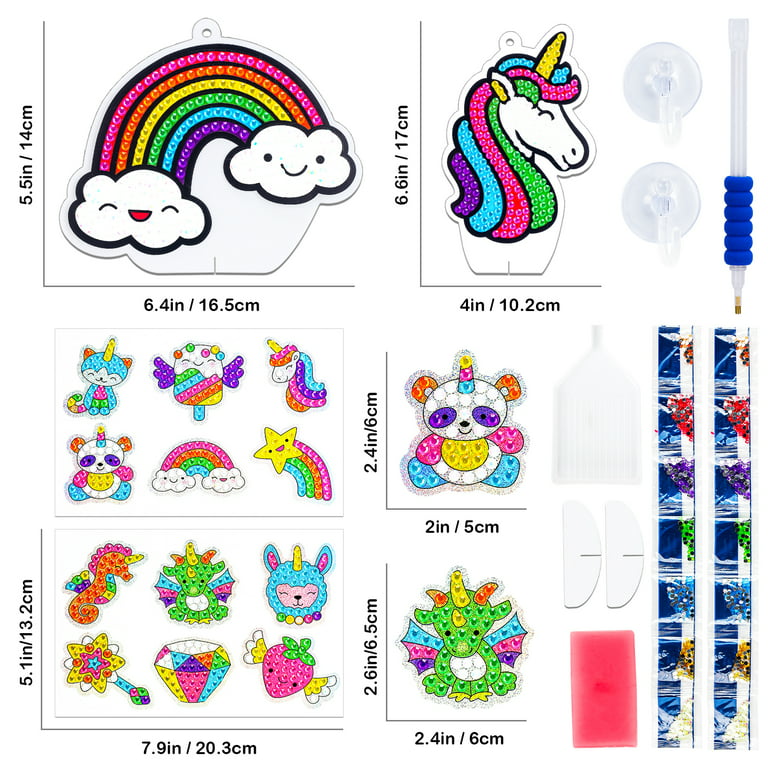 Kids Arts And Crafts Ages 4-8 Boys Arts Training Equipment Boards 5D  Diamond Art Stickers And Suncatchers DIY Diamond Pasted Painting Dots  Stickers For Kids Gift Big Gem Window Kit 3 Pack 