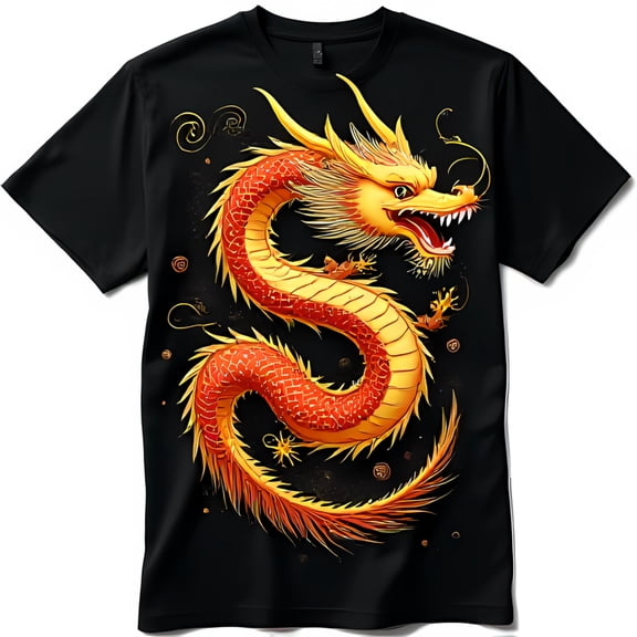 Vibrant Black T-Shirt with Bold Red & Yellow Chest Graphic