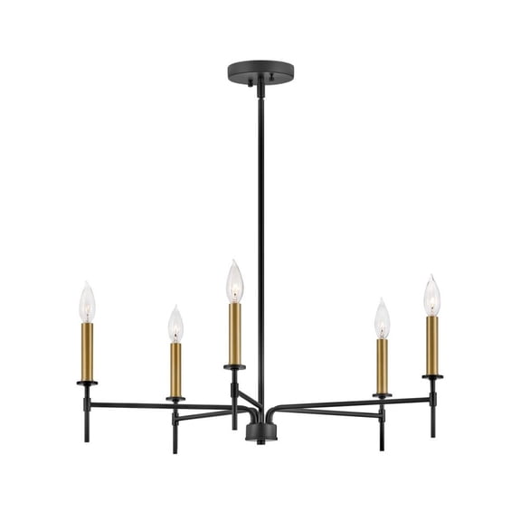 83075BK Lark Hux - 1 Light Medium Chandelier In Transitional and Classic Style-8.75 Inches Tall and 28 Inches Wide