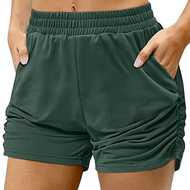 Pantalones cortos deportivos informales Augper para mujer con bolsillos sólidos