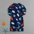 thumbnail image 4 of ATOGUTA Boys Swimsuit Long Sleeve Rash Guard One Piece Swimsuits with UV Protection Sunsuit Size 0-4T, Navy, 4 of 6