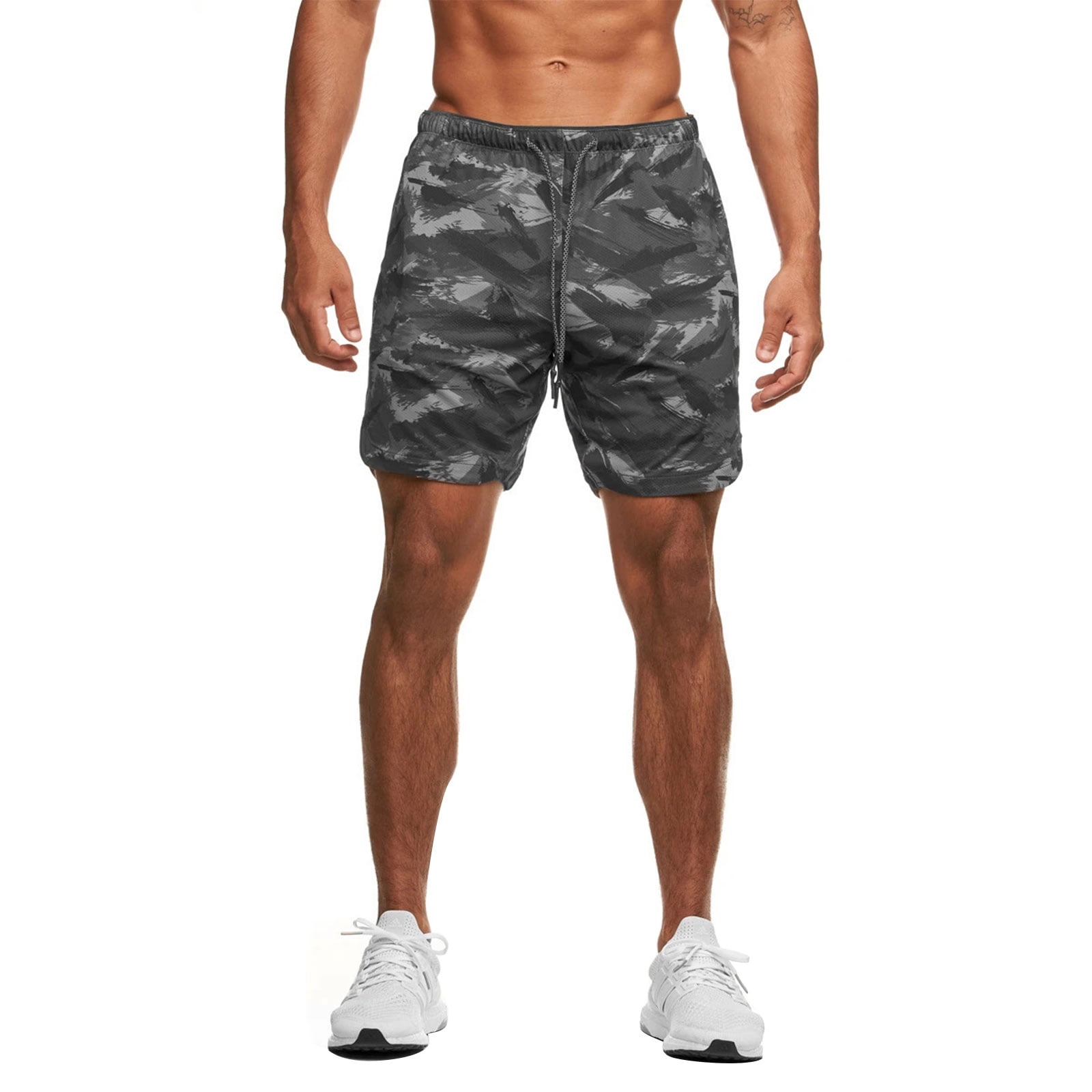 BeQeuewll Men Running Shorts Camouflage 