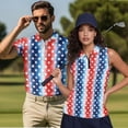 thumbnail image 2 of Jeiento 4Th of July Men Women Matching Golf Shirts Women Golf Shirts Golf Tank Top Patriotic Star Stylish Collared Tennis Shirt Activewear for Men Active Couple Wear, Women's XL, 2 of 7