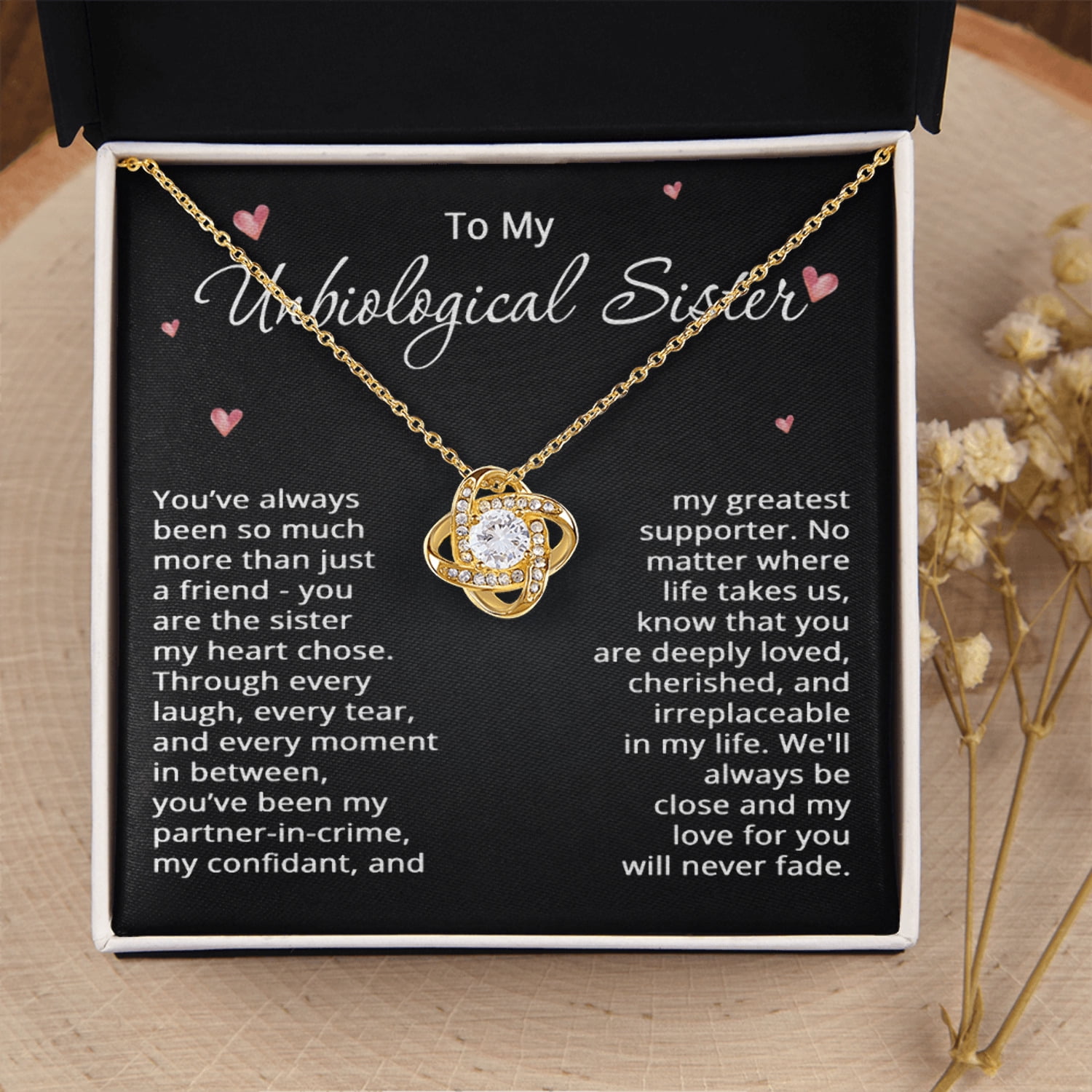 To My Unbiological Sister Necklace for Women Best Friend Gifts for Christmas Bestie Birthday Step Sister Gift for Her Bonus Sister Friendship BFF Sister-in-Law Gift
