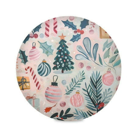 

Round Plate Mat 15.4x15.4 Inchesx4 Placemat Table Mat Kitchen Mat Coffee Mat Fabric Thick Strong Wear-Resistant Heat Resistance Christmas Gift
