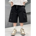 thumbnail image 6 of BYHONG Boys Kids Cargo Shorts Youth Boy's Casual Stretch Shorts Outdoor Cargo Bottoms Black_005 170, 6 of 8