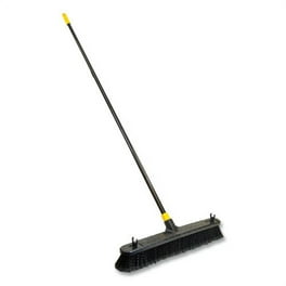 Bulldozer Smooth Surface Pushbroom, Split-Tip PET Bristles, 24 x 60, Powder Coated Handle, Black/Yellow Bulldozer Smooth Surface Pushbroom, Split-Tip PET Bristles, 24 x 60, Powder Coated Handle, Black/Yellow