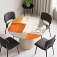 thumbnail image 2 of Burnt Orange Beige Round Fitted Tablecloth with Elastic Edge, Waterproof Table Cloth Table Cover for 36"-44" Tables, Abstract Modern Oil Painting Geometric Tablecloths for Dining Picnic Outdoor, 2 of 9