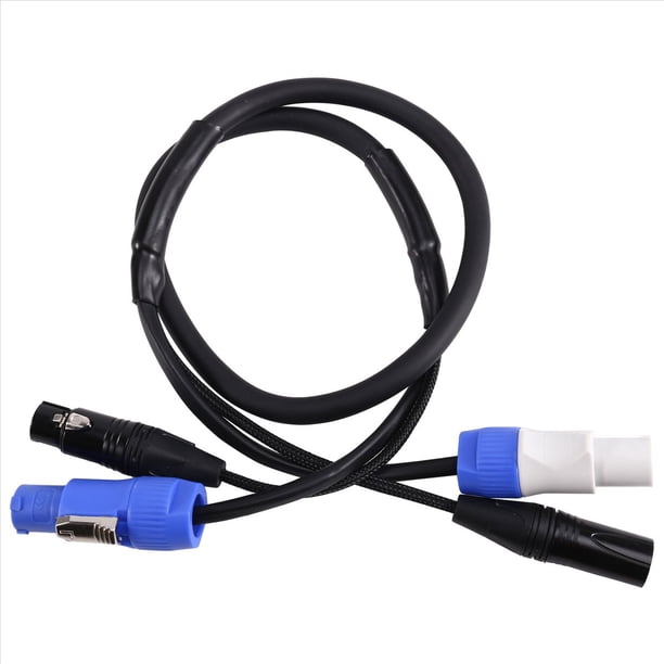 Cable Combinado Flexible Powercon de 1 M, XLR DMX512, 3 X 1,5 mm, para Iluminación de Escenario, Cabezal Móvil.