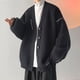 thumbnail image 4 of Ropa de hombre de cuello redondo blanco Suéteres de punto negros para hombres Cárdigan de cuello redondo Feo viejo orden 2024 Tendencia Street Overfit Cuello S, 4 of 4