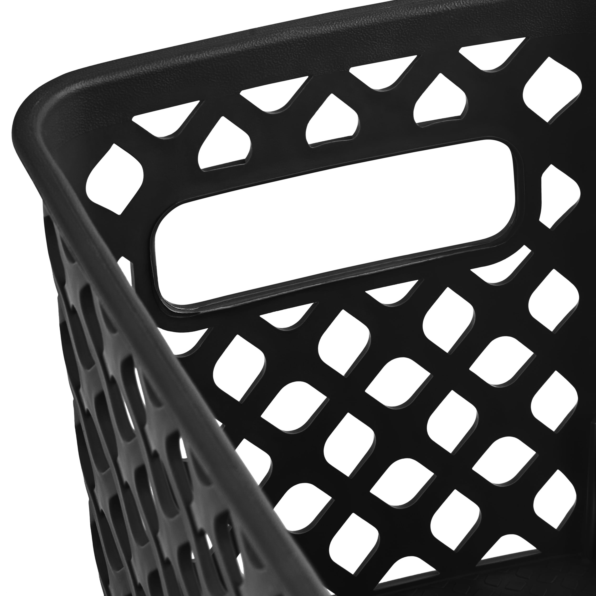 (4 pack) Mainstays Narrow Black Decorative Plastic Storage Basket, 13.6 in x 5.5 in x 5.1 in