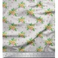 thumbnail image 1 of Soimoi Gray Heavy Canvas Fabric Stripe & Anemone Floral Printed Craft Fabric by the Yard 58 Inch Wide, 1 of 3