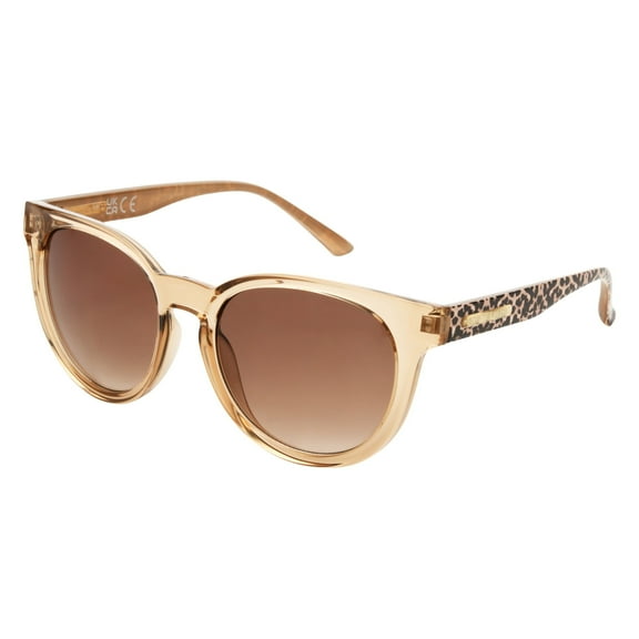 Panama Jack x Foster Grant Premium Round Women's Sunglasses, Natural Leopard Brown Gradient Polarized